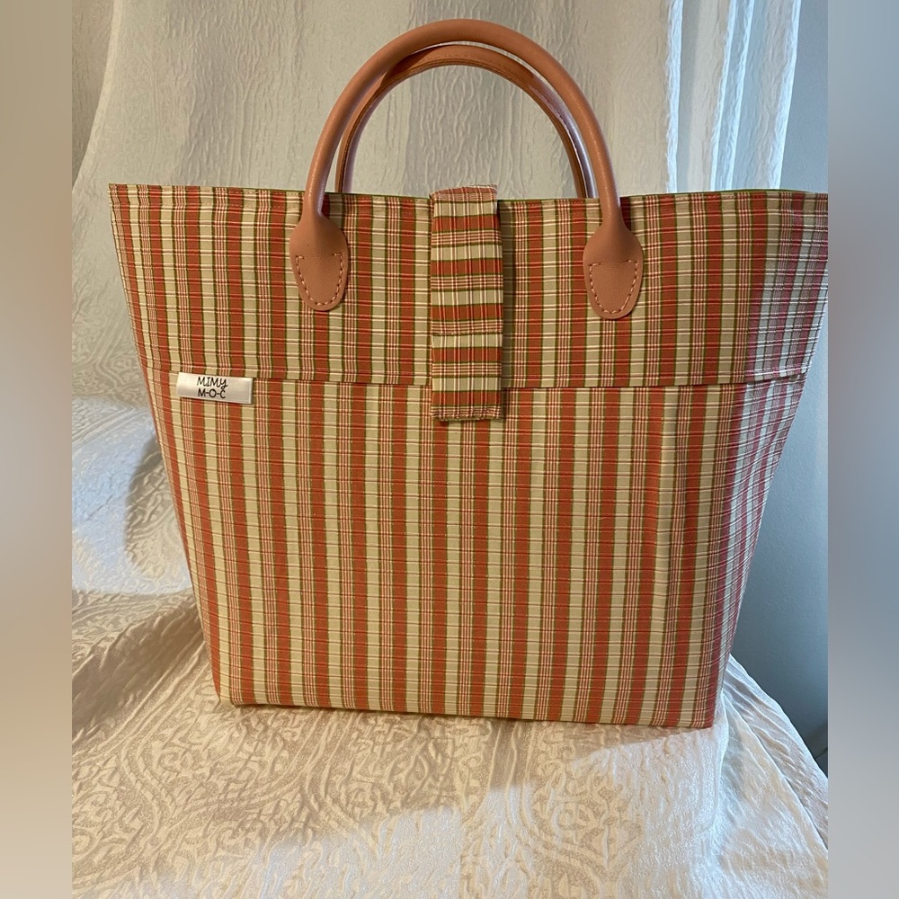 Handmade Small Tote with Leather Handles
